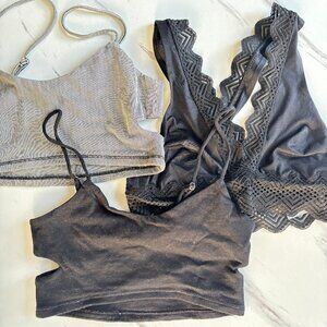 Black and Grey Bralette Bundle of 3 bralettes